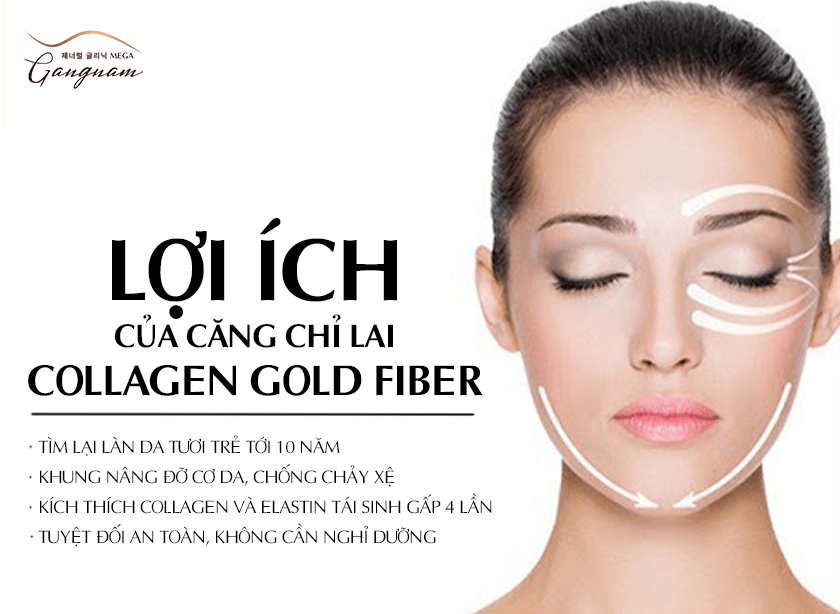 trẻ hóa da mặt bằng căng chỉ lai Collagen Gold Fiber