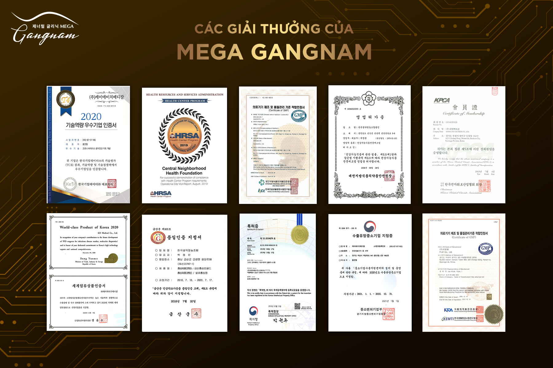 Các giải thưởng tiêu biểu của Phòng khám quốc tế Mega Gangnam