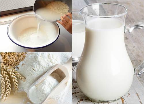 Nước vo gạo kết hợp với sữa tươi không đường để đặt hiệu quả cao hơn