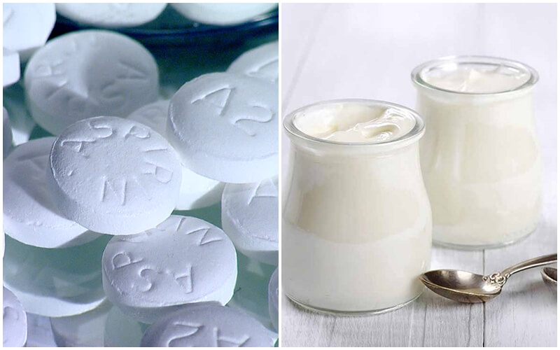 Công thức aspirin làm trắng da toàn thân với sữa chua