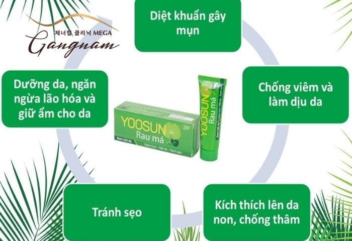Tìm hiểu bảng thành phần và công dụng của kem dưỡng Yoosun rau má