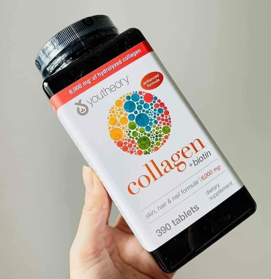 Youtheory collagen+ Biotin cung cấp 6000mg collagen mỗi ngày/6 viên