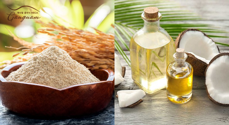 Dưỡng ẩm da khô bằng dầu dừa + cám gạo làm sạch da tối ưu