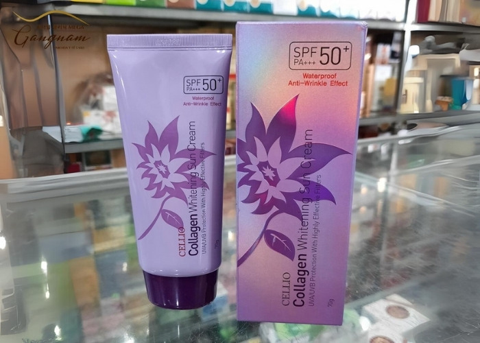 Kem chống nắng Cellio tím Collagen Whitening Sun Cream SPF50 PA+++