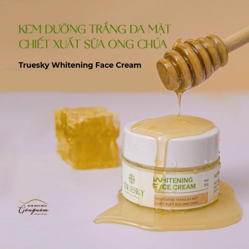 Bảng thành phần và tác dụng kem dưỡng Truesky Whitening Face Cream được công bố bởi nhà sản xuất