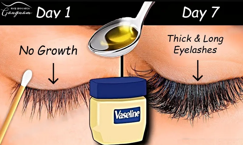 Bạn có thể dưỡng mi bằng vaseline mỗi tối để sợi mi dài và dày hơn