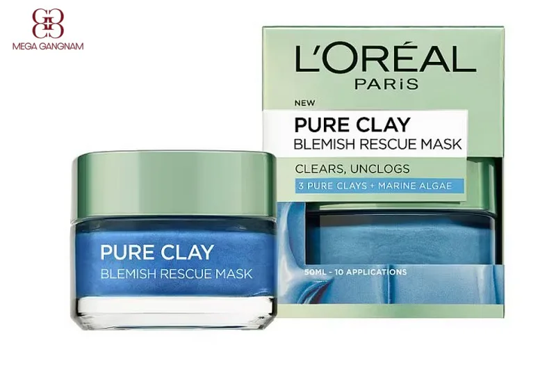 Loreal Pure Clay Mask Anti-Blemish xanh biển làm sạch sâu vượt trội